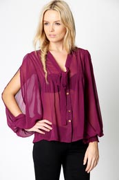 Unbranded Nikki Pintuck Front Georgette Bow Front Blouse