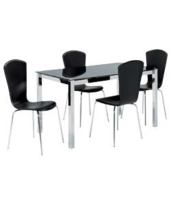 Unbranded Noir Dining Table and 4 Murphy Black Faux Leather Chairs