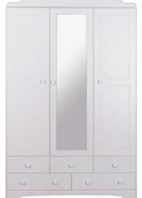 Nordic 3 Door 5 Drawer Mirrored Wardrobe - White