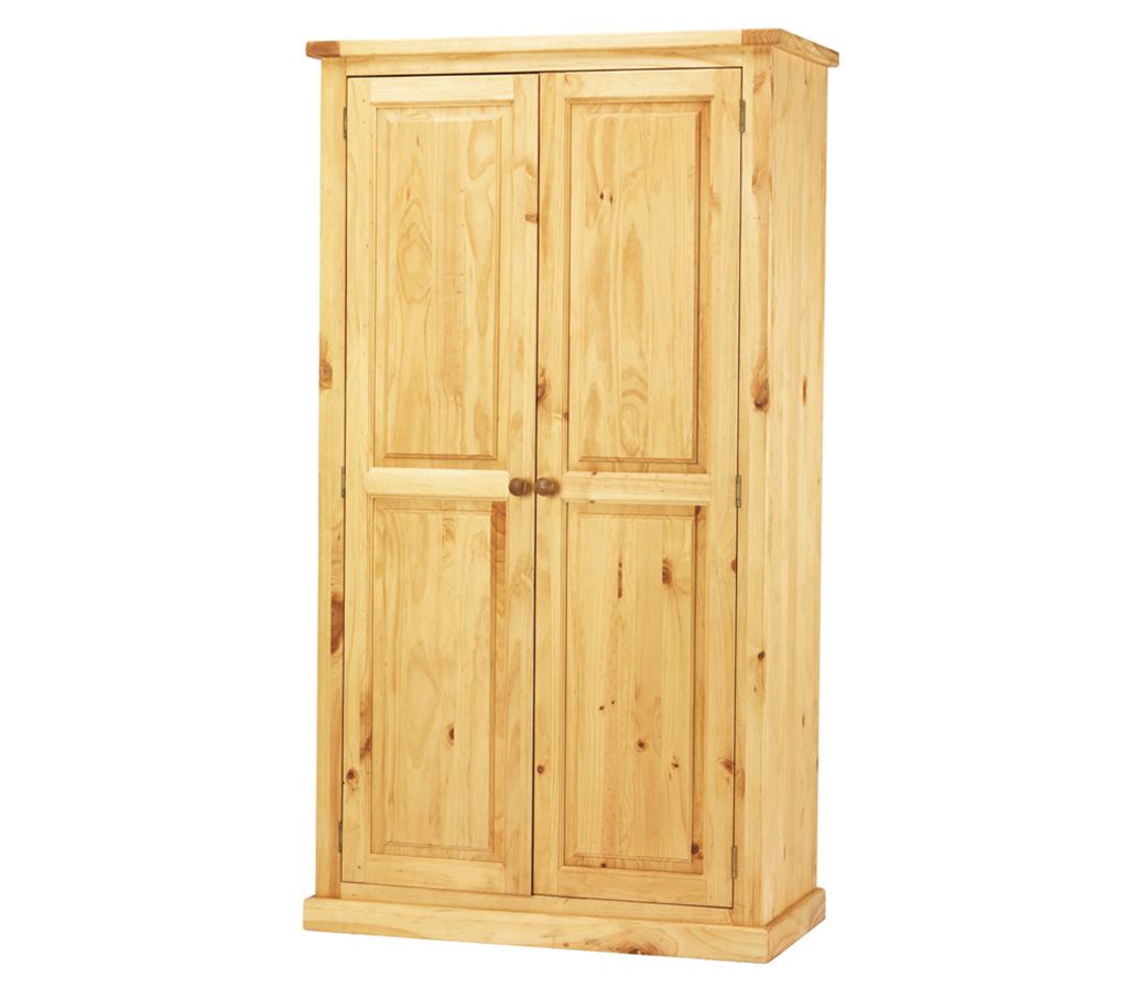 Unbranded Nordic Chunky Solid Pine 2 Door 1 Drawer Wardrobe