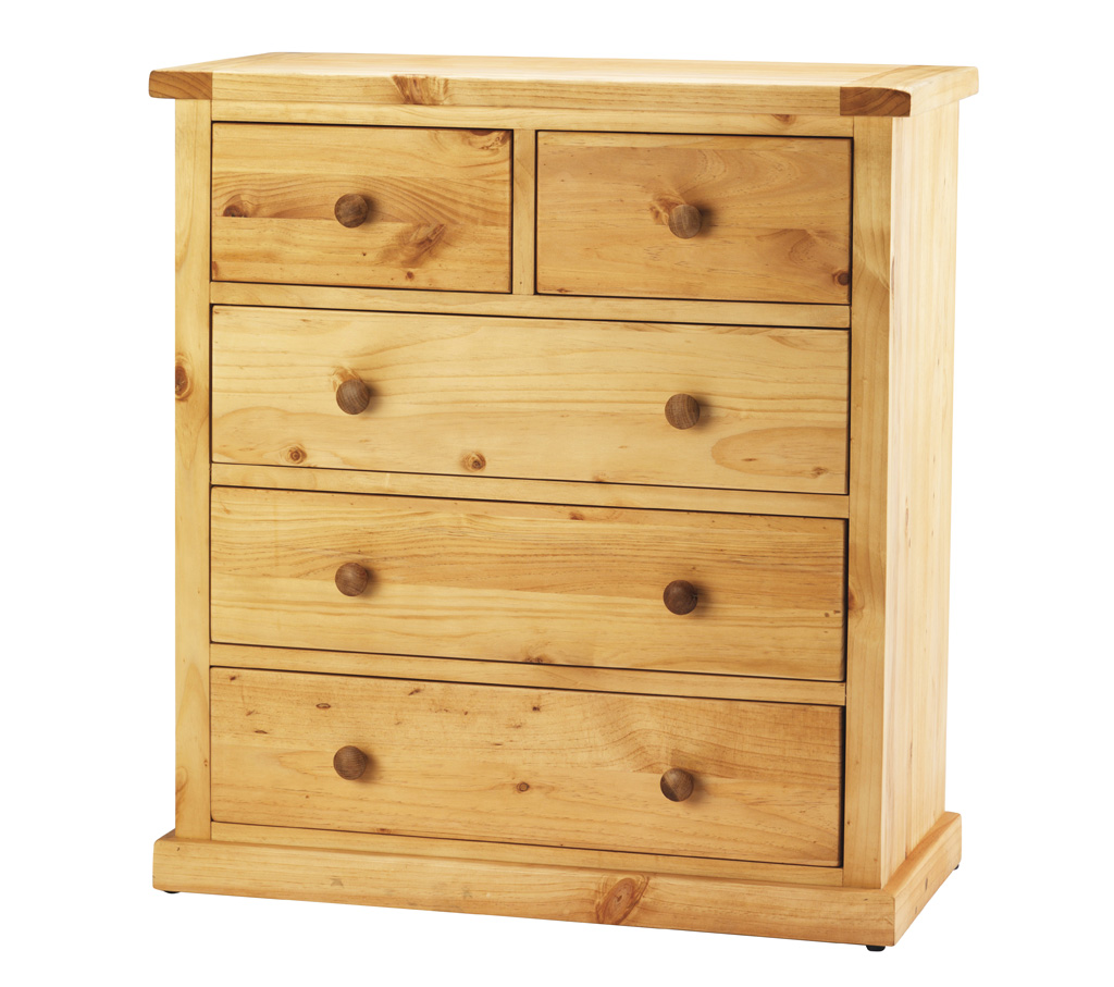 Unbranded Nordic Chunky Solid Pine 5 drawer Chest