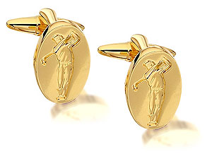 Unbranded Novelty-Gilt-Plated-Golfer-Cufflinks-014528