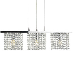 Three small glass chandeliers, attached to a chrom