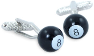There`s no shame in being black-balled with these stylish snooker / pool 8 ball clufflinks.