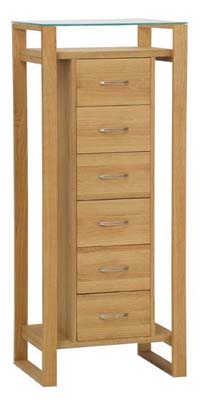 6 DRAWER TALL CHEST MADE FROM SOLID OAK AND OAK VENEER IN A NATURAL OIL FINISH FROM THE SPACE