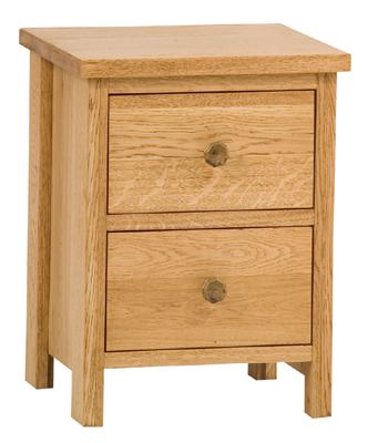 OAK BEDSIDE CABINET 2 DRAWER