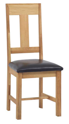 SOLID OAK DINING CHAIR WITH LEATHER SEAT IN AN OILED FINISH FROM THE BLENHEIM RANGE