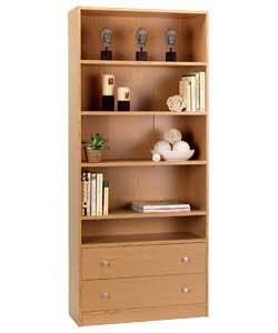 Oak Extra Deep Bookcase and 2 Drawers