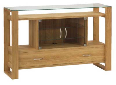 MULTIMEDIA UNIT MADE FROM SOLID OAK AND OAK VENEER IN A NATURAL OIL FINISH FROM THE SPACE RANGE