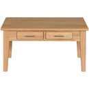 Oakleigh oak large coffee table with 2 drawers