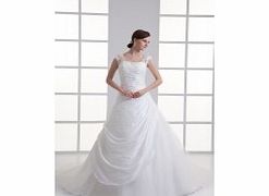 Unbranded Off-shoulder Beaded Cathedral Train Lace Satin