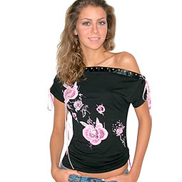 Off The Shoulder Bead & Flower Top