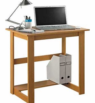 This Argos Value Range desk is good for a small space and would suit a bedroom or a home study. Wood effect desk. 1 fixed shelf. Maximum screen weight desk will hold 20kg. Size H72. W70.5. D50cm. Weight 9.4kg. Self-assembly. EAN: 6172516.