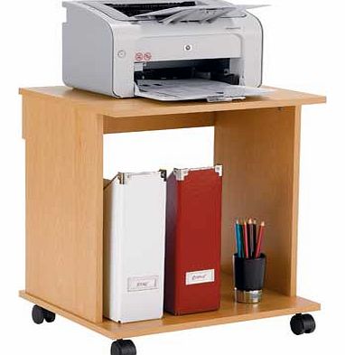 This Argos Value Range office trolley. in a beech-effect finish. has a fixed shelf and is mounted on castors for easy manoevrability. Beech desk. 1 fixed shelf. Easy cable access. Mounted on castors. Size H53.3. W48. D40cm. Weight 8.2kg. Self-assembl