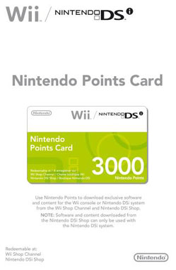 Unbranded Official Nintendo Points Card - 3000