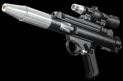 This is an official limited edition reproduction of a Rebel Blaster from Star Wars : A New Hope