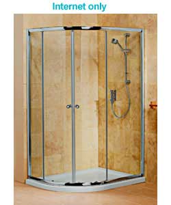 Unbranded Offset Shower Quadrant and Tray (Right Hand)