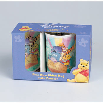 A fine bone china mug and coaster set with Winnie the Pooh and Tiger
