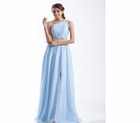 Unbranded One-shoulder Pleat Draped Beaded Belt Slit