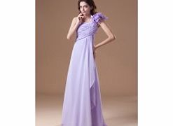 Unbranded One-shoulder Pleated Empire 3D-flower Draped