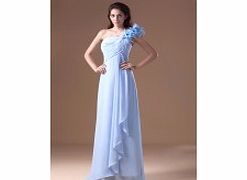 Unbranded One-shoulder Pleated Empire 3D-flower Side