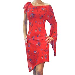 One Sleeve Flower Dress