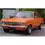 A 1/43 scale Opel Ascona 1970 diecast replica from Minichamps. This model measures 10cm (4 inches)