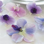 The exotic beauty of the lilac orchid in fabric