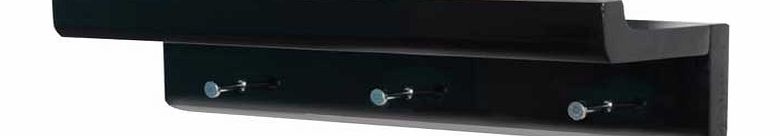 Unbranded Organiser Shelf with 3 Hooks - Black