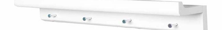 Unbranded Organiser Shelf with 4 Hooks - White