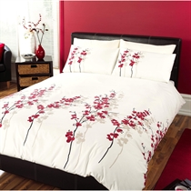 Unbranded Oriental Flower Red Quilt Cover Set Double
