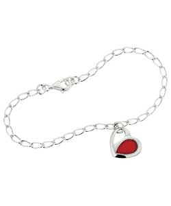 Unbranded Ortak Sterling Silver Enamel Love Heart Charm Bracelet