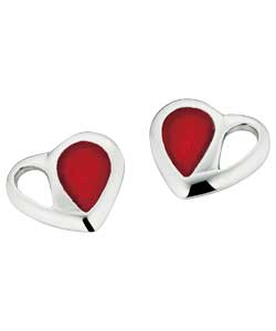 Unbranded Ortak Sterling Silver Enamel Love Heart Stud Earrings