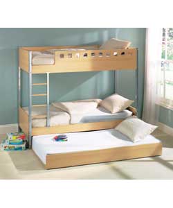 Oslo Single Bunk Bed with Trundle and Sprung Mattress