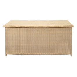 Outdoor Rattan Cushion Box in Golden Teak available at Rawgarden. Store your outdoor cushions in thi