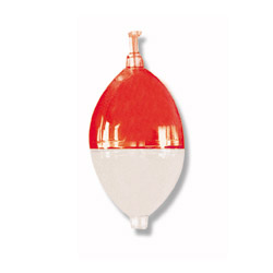 Oval shaped bubble float with internal line guide.  Available in orange/white (45mm diameter). Sold 