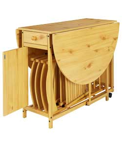 Oval Butterfly Pine Dining Suite with Storage