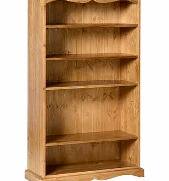 This classic pine bookcase is finished with antique detailing. It is crafted from solid pine wood obtained from Scandinavian redwood forests. Part of the Oxbury collection Size H152. W81. D33cm. 5 fixed shelves. Weight 15kg. Packed flat. EAN: 5055529
