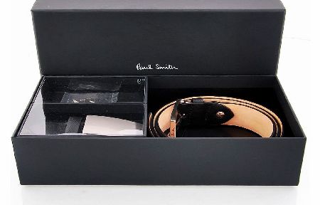 This unique item from P.S Paul Smith features two belt buckles that can be changed to suit the occasion with a small metal branded pick that is included in the set. The first buckle is a simple open style in silver the second is a solid silver buckle