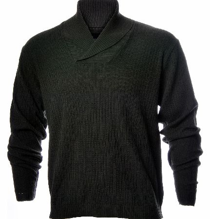 P.S Paul SMith Shawl Neck Pullover with the neckline creating a small crossover at the front. The extra fine merino wool is knit into a small patterned rib. Fabric: 100% merino wool Colour: Green Care: Hand wash