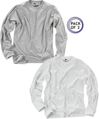 Long sleeved plain T-shirts that go with anything. Pack of 2 - 1 x White and 1 x Grey. 100 Cotton