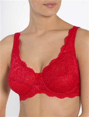 These bras are specially designed to reduce the appearance of the fuller bust. Embroidered tulle. 2-section cups. Wide back-adjustable straps. Small bow between the cups. Double 3 position back fastening. Bras. 70% polyamide, 22% polyester, 8% elasta