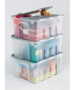 Unbranded Pack of 3 45 litre Tuff Crates