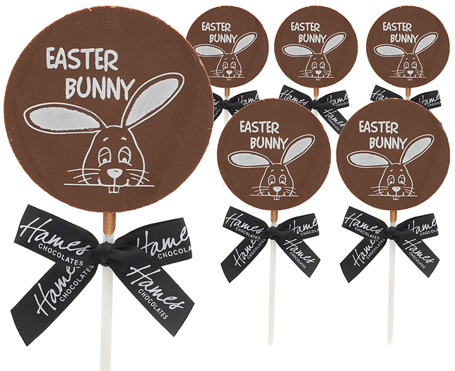 Unbranded Pack of 6 Chocolate Lollipops Happy Easter - Milk Chocolate