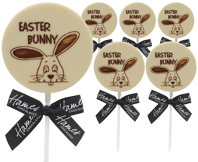 Unbranded Pack of 6 Chocolate Lollipops Happy Easter - White Chocolate