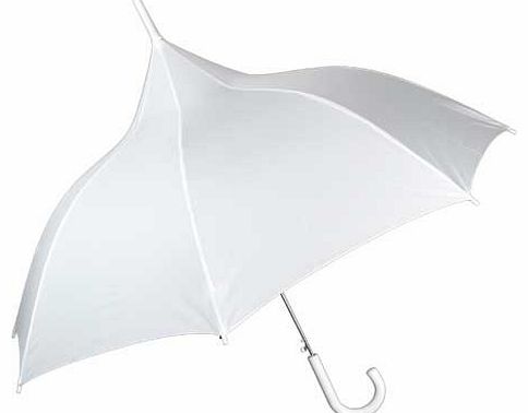 Distinctive. high quality umbrella that comes complete with a unique. patented wind-resilience technology. making it ideal in blustery conditions. With a push button auto-open mechanism. curved white handle and matching white top and spoke tips. this