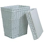 Painted Willow Linen Bin with Seat Pad