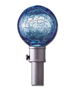 Pair Blue Crackles Glass Pole Ends