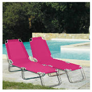 Unbranded Pair of beach sunbeds, pink