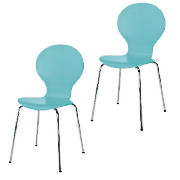 Unbranded Pair of Bistro Stacking Chairs, Aqua